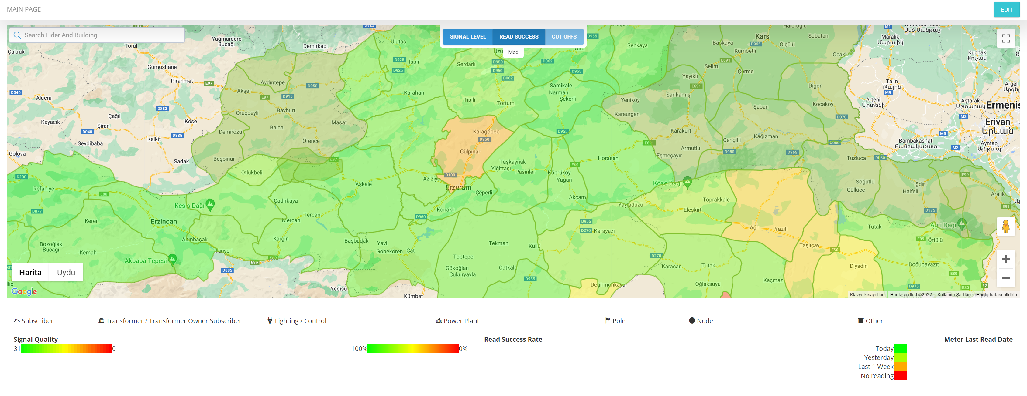 GridBox MDM - Reading success rate on the map